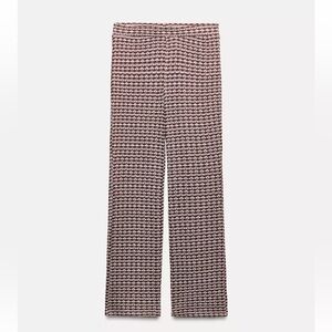 Zara Red/Cream Jacquard Ankle Pants